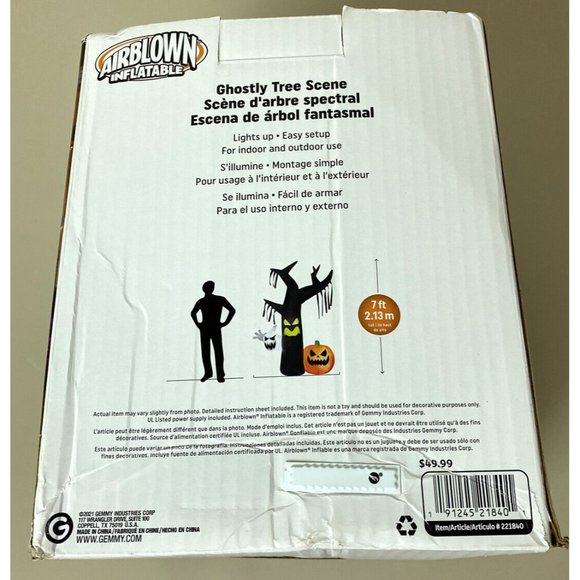 Halloween Gemmy 7 ft Ghostly Dead Tree Pumpkin Ghost Airblown LED Inflatable NIB - Picture 2 of 3